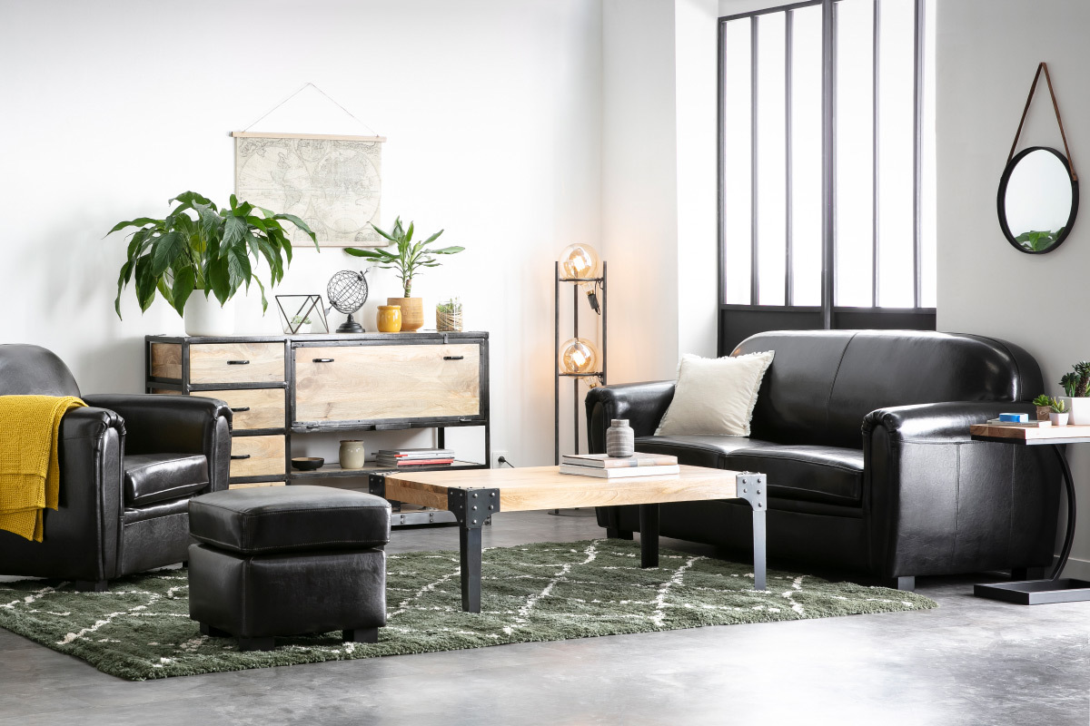 Tavolino di stile industriale in metallo e legno MADISON