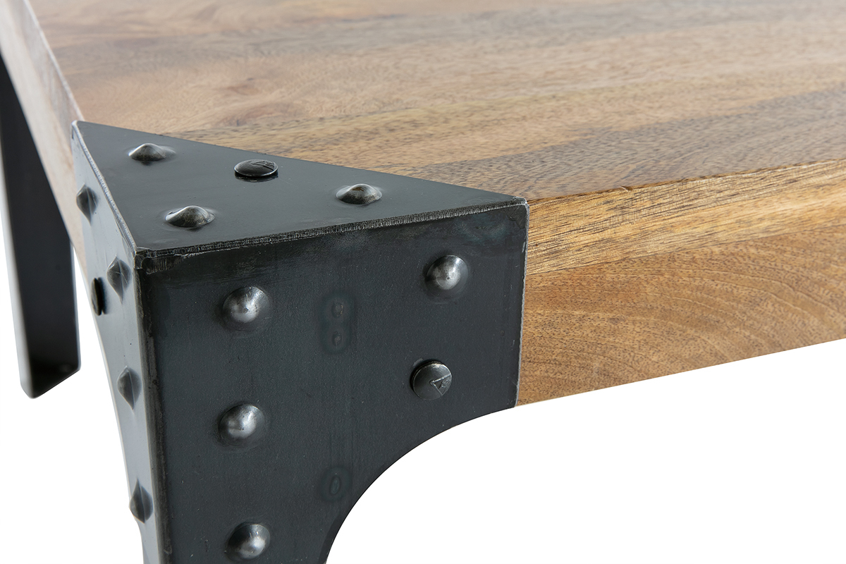 Tavolino di stile industriale in metallo e legno MADISON