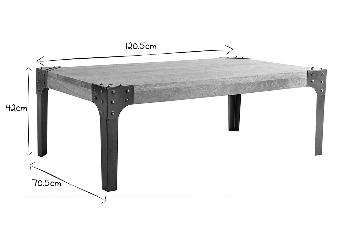 Tavolino di stile industriale in metallo e legno MADISON