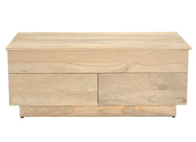 Tavolino elevabile rettangolare in legno chiaro di mango massiccio L102 cm NEXO