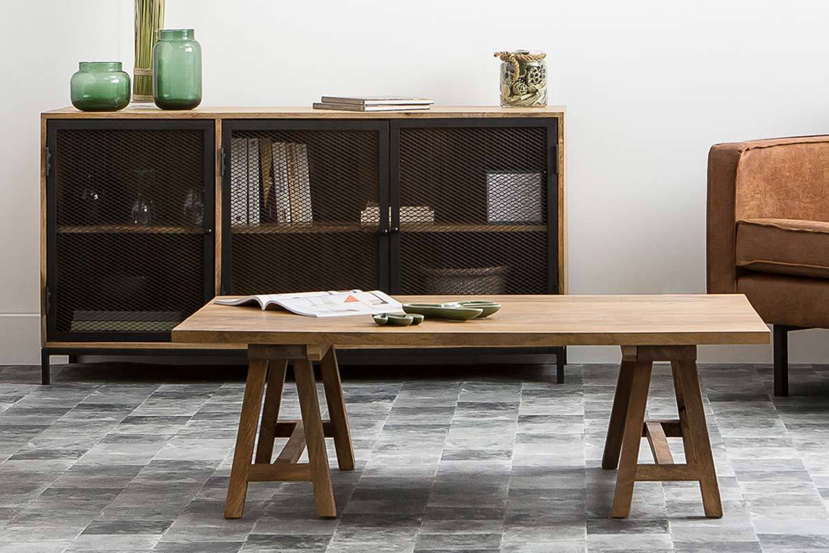 Tavolino in legno stile industriale ANTIQUA