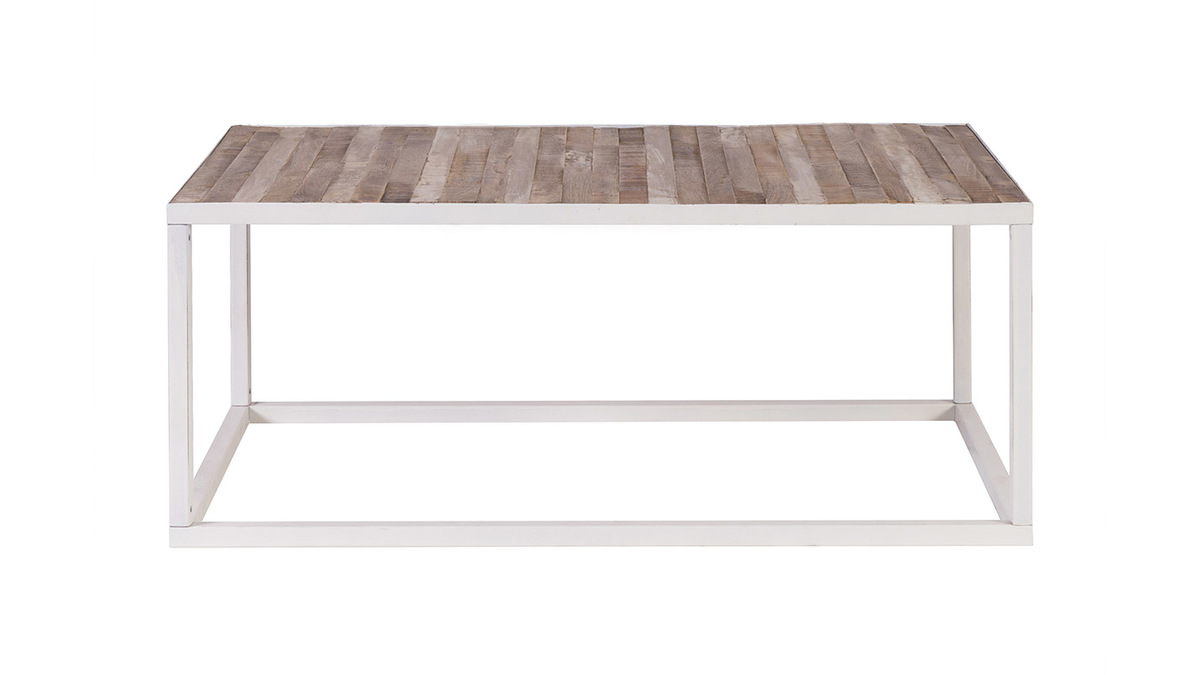 Tavolino legno e metallo bianco 100 x 60 ROCHELLE