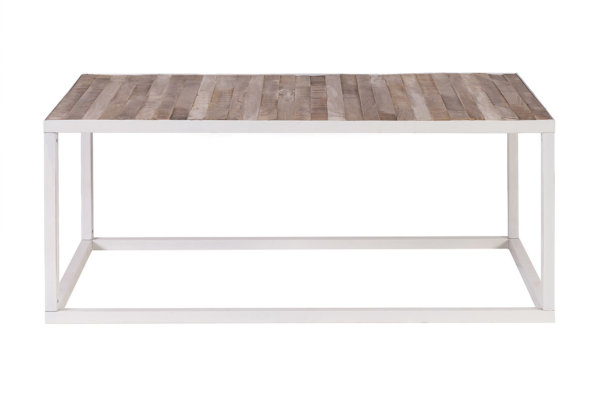 Tavolino legno e metallo bianco 100 x 60 ROCHELLE