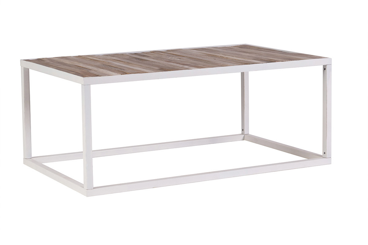 Tavolino legno e metallo bianco 100 x 60 ROCHELLE