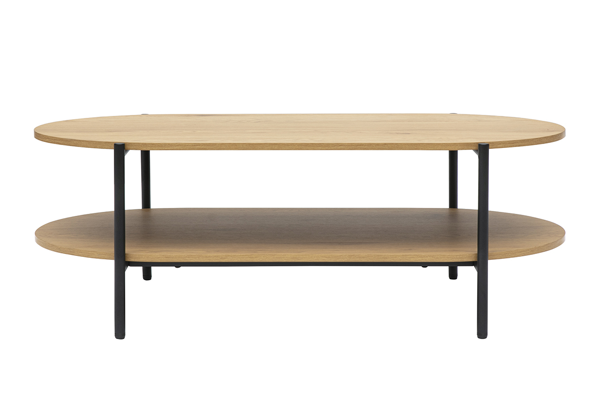 Tavolino ovale finitura legno chiaro quercia e metallo L115 cm BRUNA