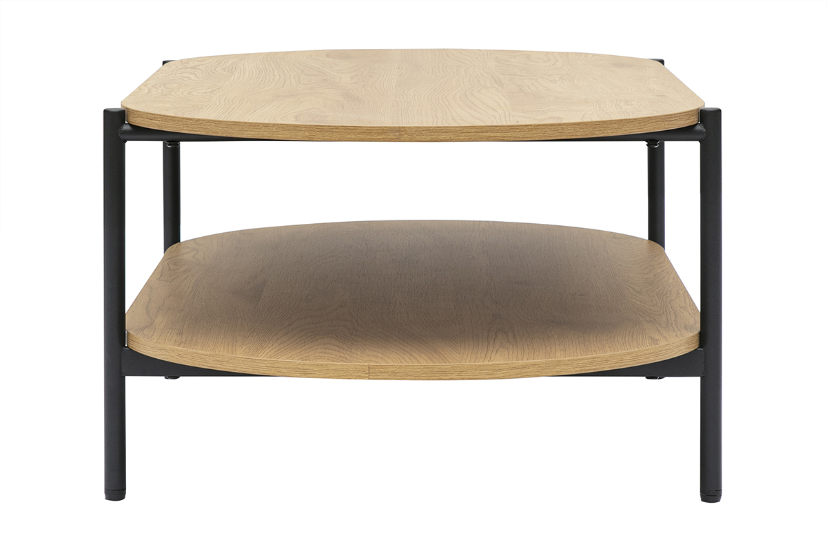 Tavolino ovale finitura legno chiaro quercia e metallo L115 cm BRUNA