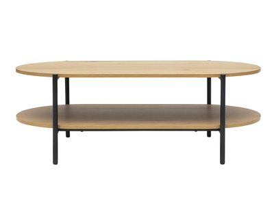 Tavolino ovale finitura legno chiaro quercia e metallo L115 cm BRUNA