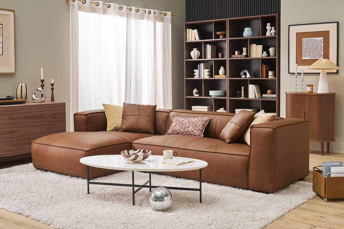 Tavolino ovale in marmo bianco e metallo nero L115 cm CARRARE