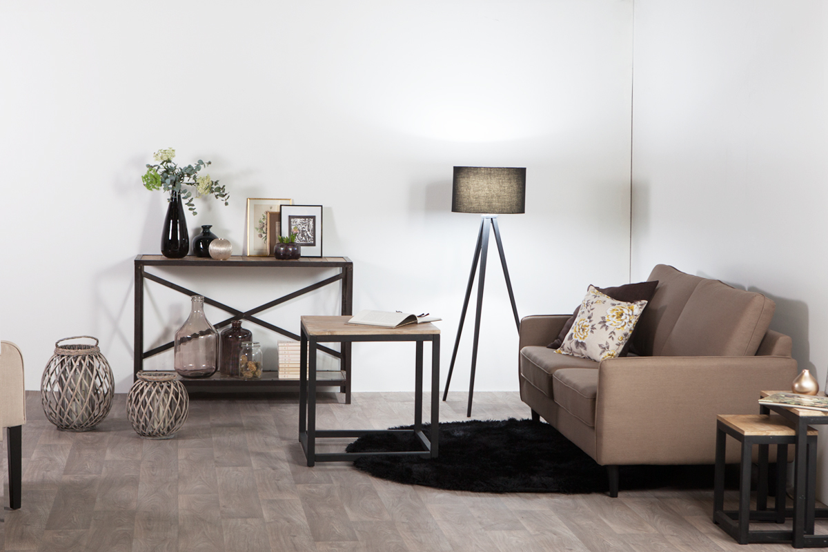 Tavolino quadrato in legno e metallo FACTORY