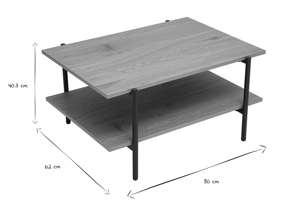 Dimensioni del tavolino PIPPA in bianco e nero: L80 x P62 x H40,3 cm