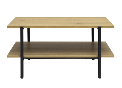 Tavolino rettangolare finitura legno chiaro rovere e metallo nero L80 cm PIPPA
