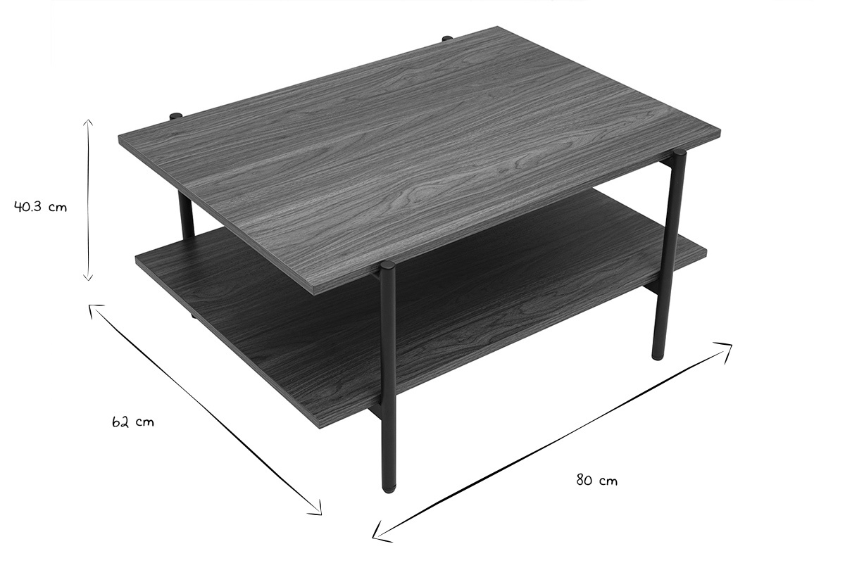 Dimensioni del tavolino PIPPA in bianco e nero: L80 cm, P62 cm, H40,3 cm.