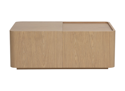 Tavolino rettangolare in legno chiaro rovere con contenitore L100 cm BELLY
