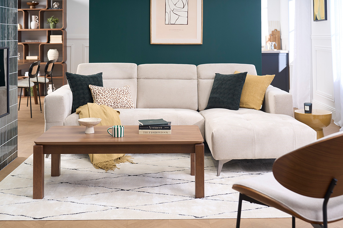 Tavolino rettangolare in legno scuro noce L120 cm RAYA
