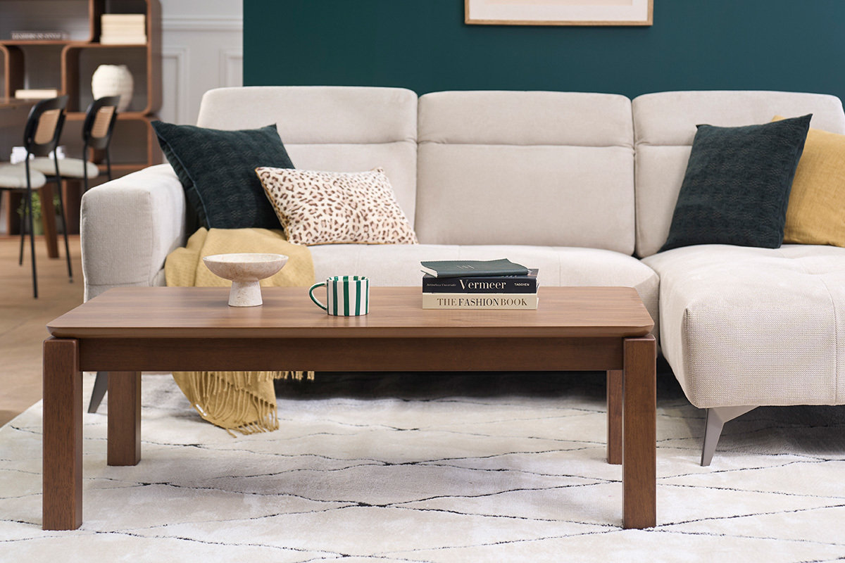 Tavolino rettangolare in legno scuro noce L120 cm RAYA