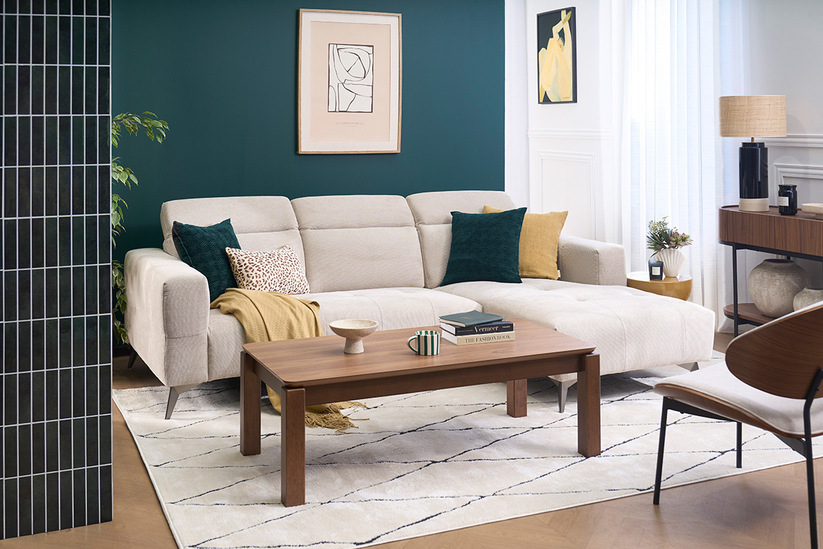Tavolino rettangolare in legno scuro noce L120 cm RAYA