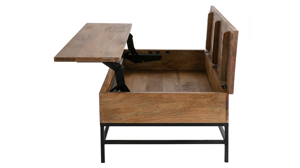 Tavolino rialzabile industriale legno di mango e metallo L110 cm YPSTER