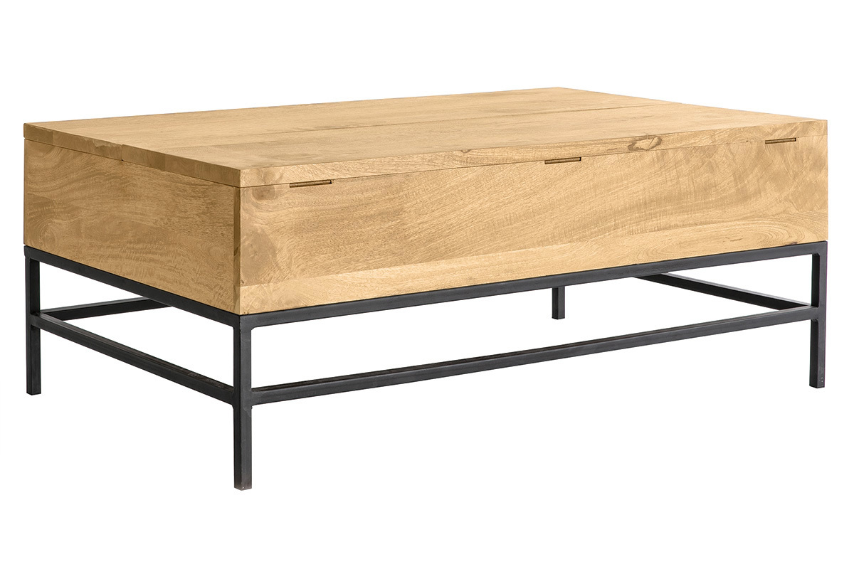 Tavolino rialzabile industriale legno di mango e metallo L110 cm YPSTER