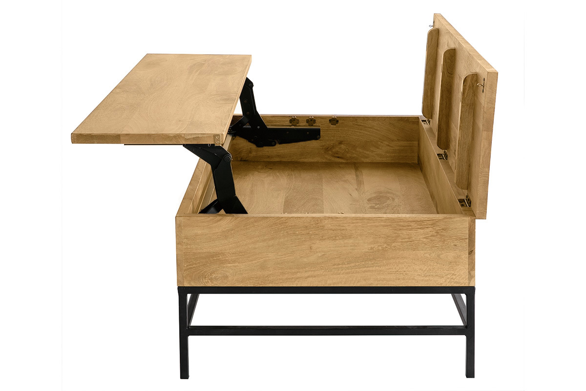 Tavolino rialzabile industriale legno di mango e metallo L110 cm YPSTER