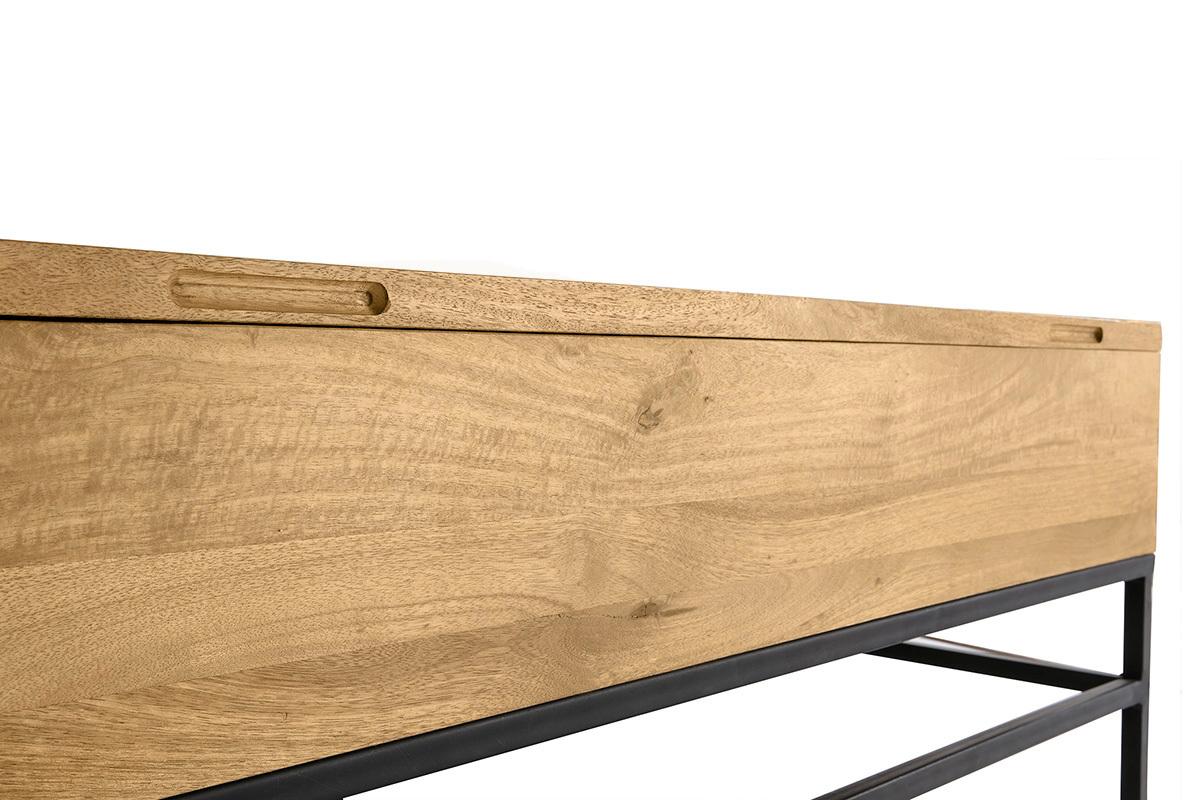 Tavolino rialzabile industriale legno di mango e metallo L110 cm YPSTER