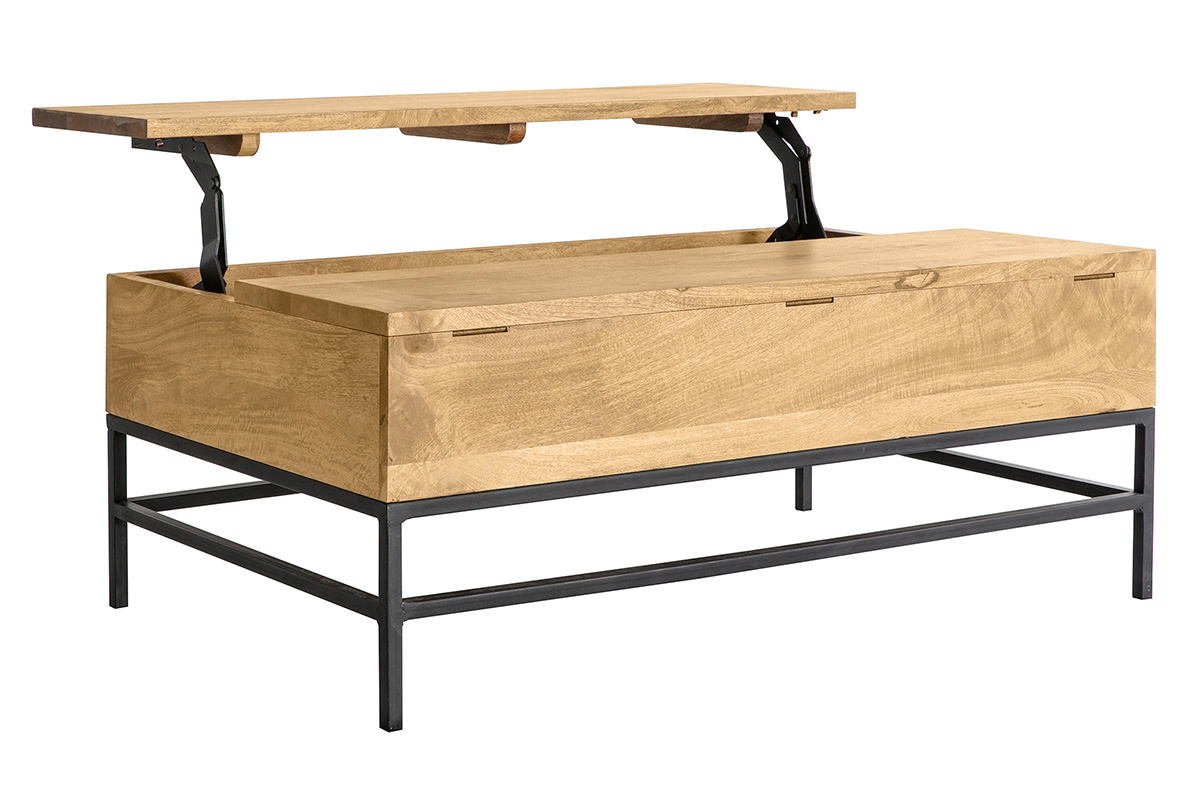 Tavolino rialzabile industriale legno di mango e metallo L110 cm YPSTER