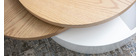 Tavolino rotondo con piatti girevoli e cassetti bianco e legno ICON