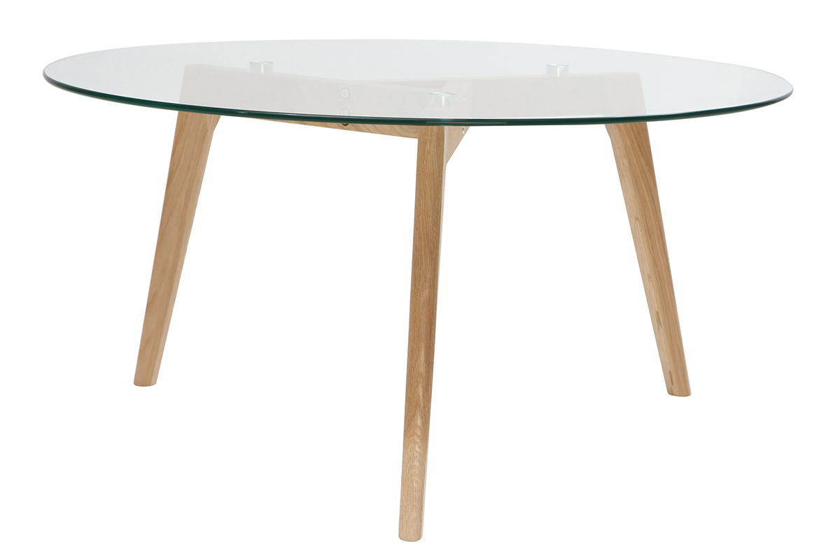 Tavolino rotondo design contemporaneo vetro e legno DAVOS