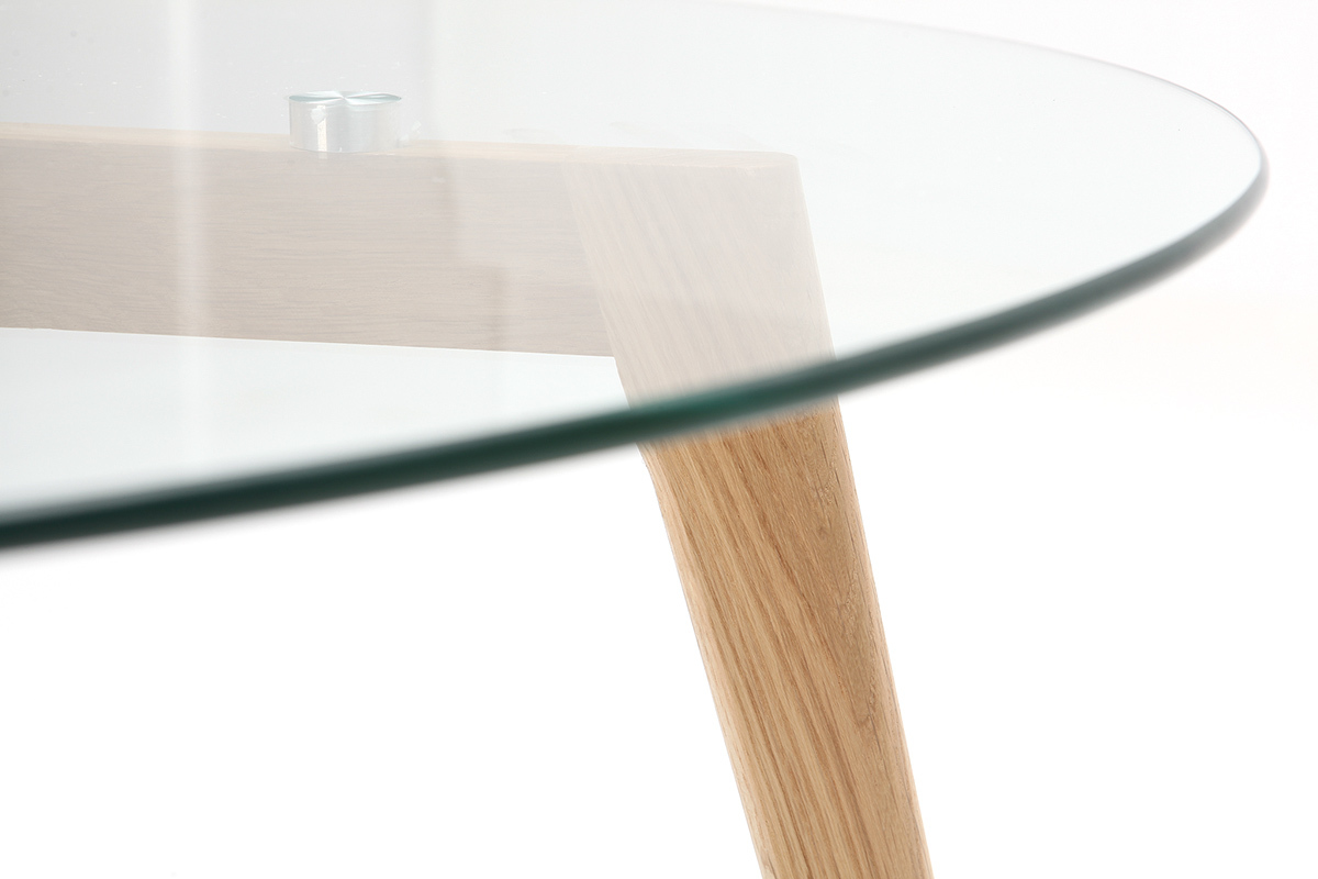 Tavolino rotondo design contemporaneo vetro e legno DAVOS