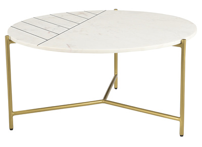 Tavolino rotondo di design in marmo bianco e ottone 90cm SILLON