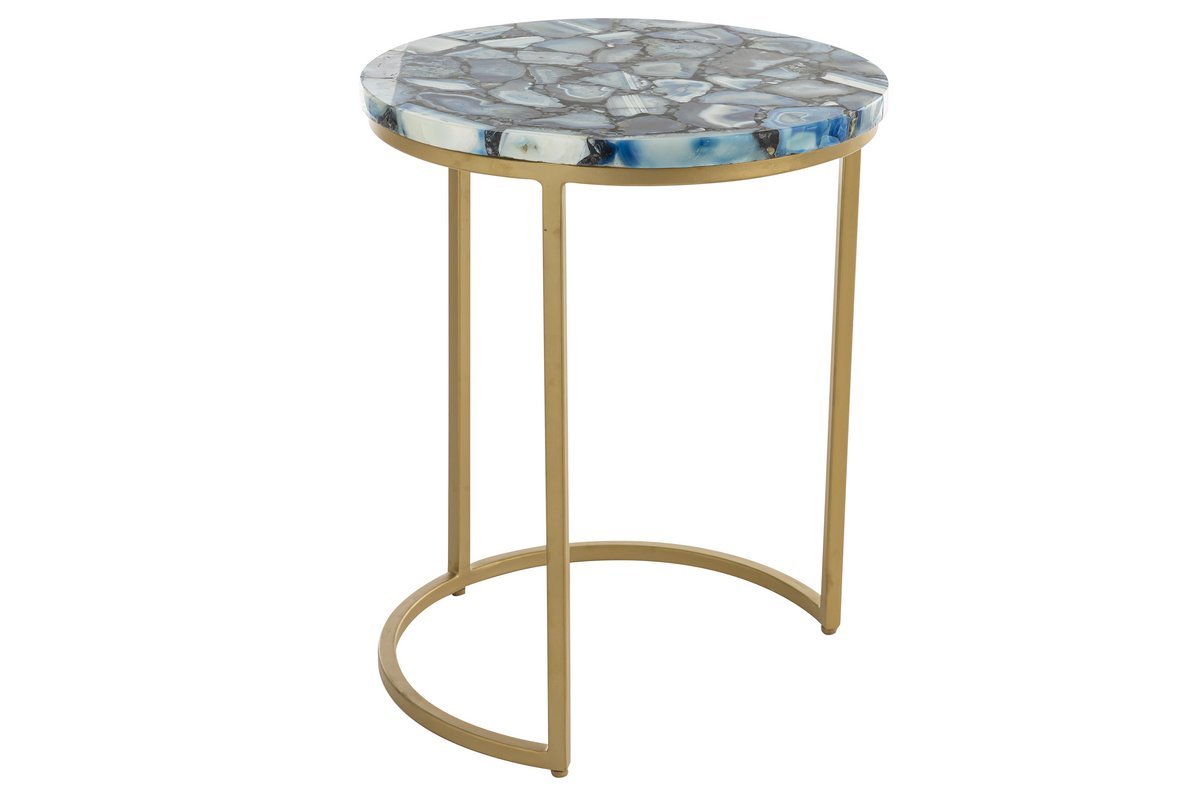 Tavolino rotondo in agata blu D40 cm PIETRA
