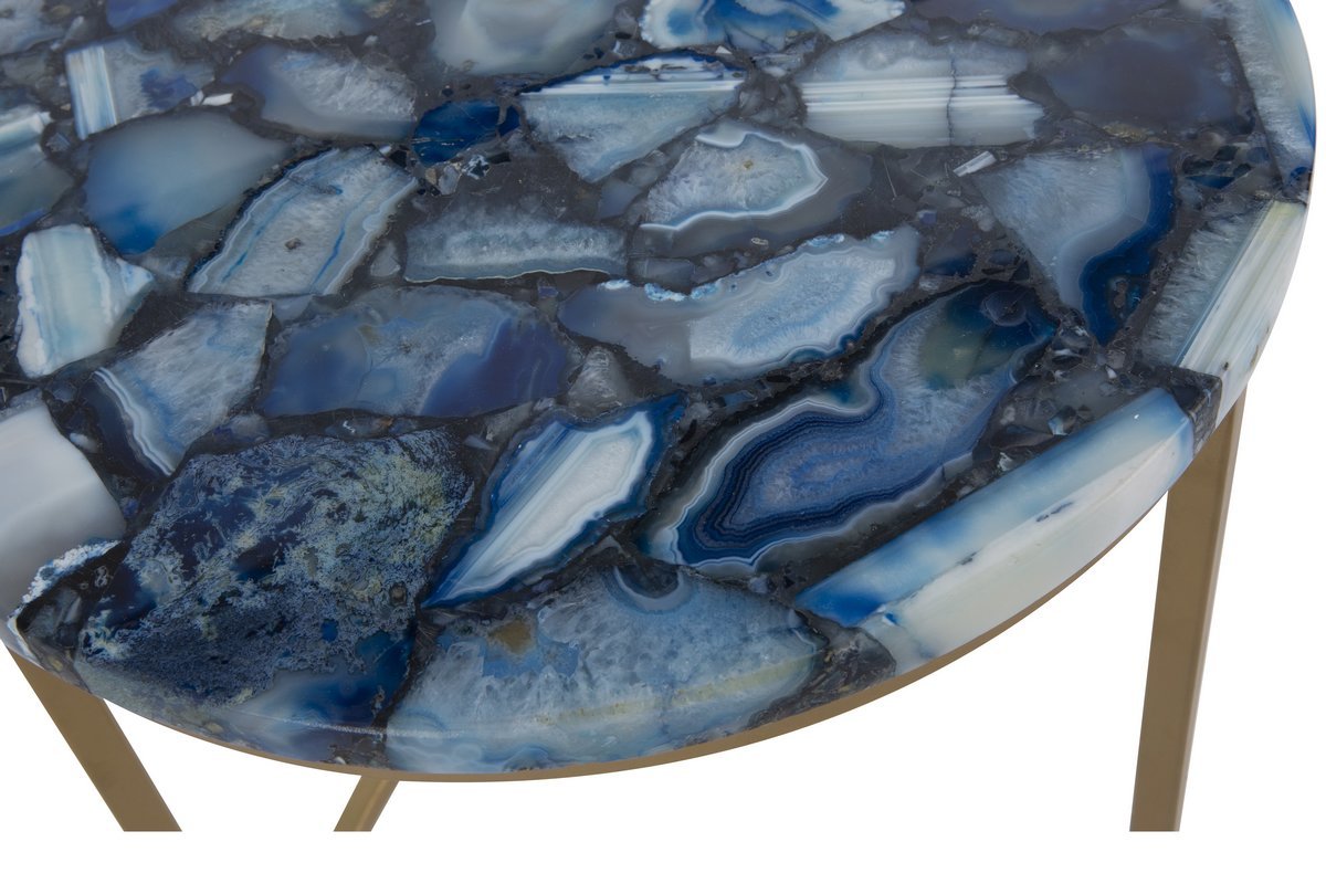Tavolino rotondo in agata blu D40 cm PIETRA