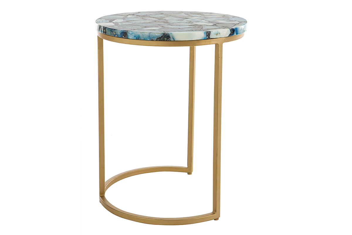 Tavolino rotondo in agata blu D40 cm PIETRA