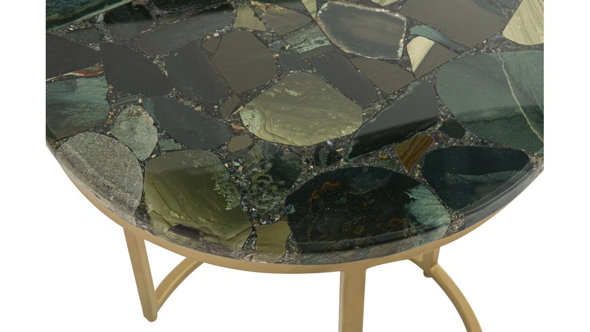 Tavolino rotondo in diaspro verde D40 cm PIETRA