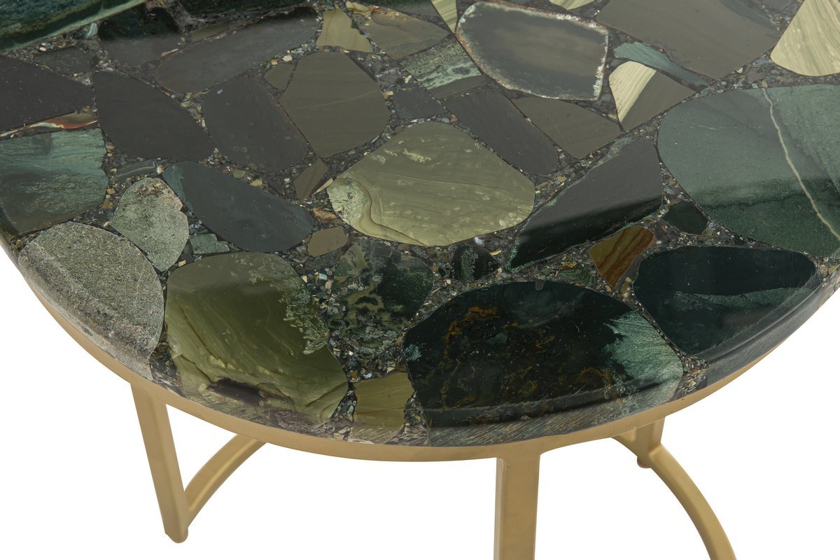 Tavolino rotondo in diaspro verde D40 cm PIETRA