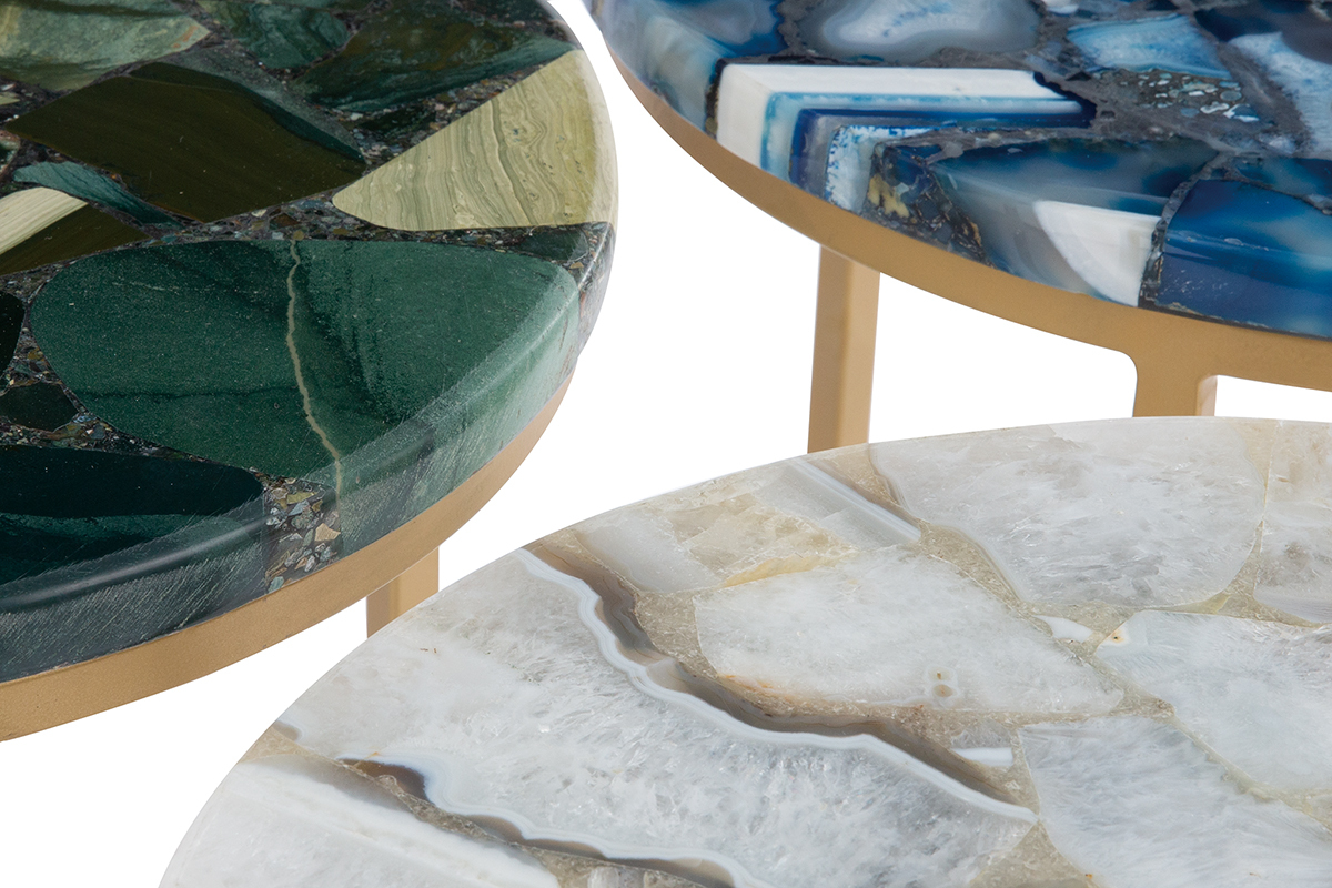 Tavolino rotondo in diaspro verde D40 cm PIETRA