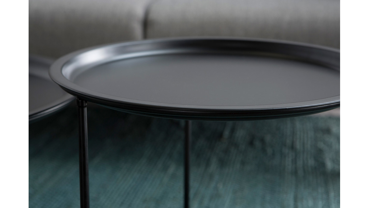 Tavolino rotondo in metallo nero 40cm ABEL