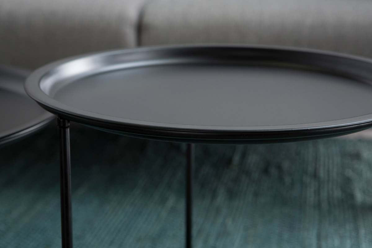 Tavolino rotondo in metallo nero 40cm ABEL
