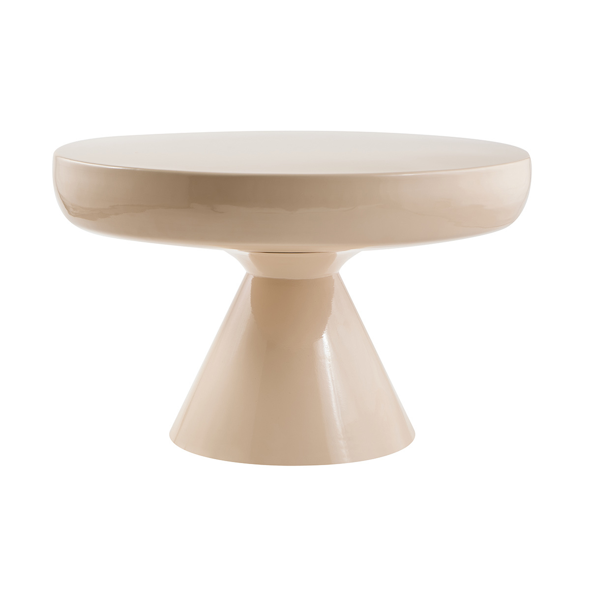 Tavolino rotondo in metallo smaltato beige D59 cm AMINA