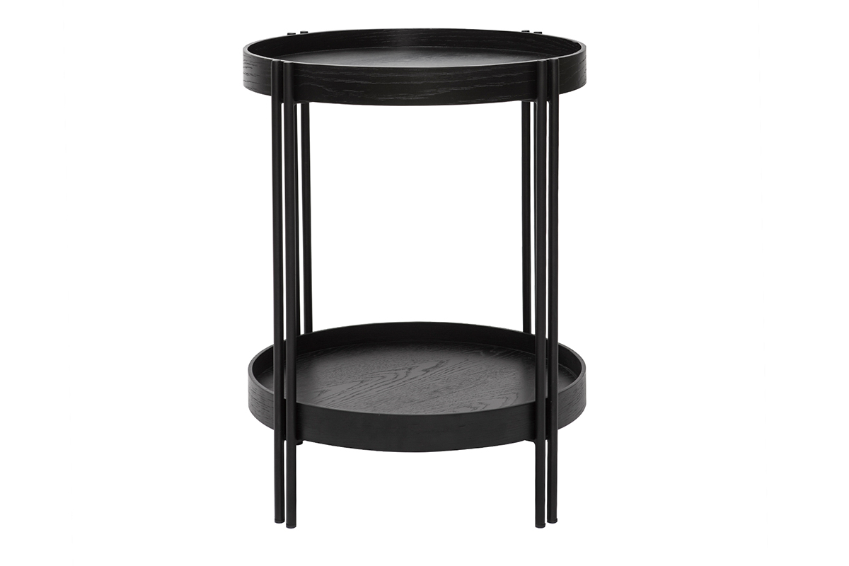 Tavolino rotondo in rovere nero e finitura metallo D45 cm TWICE