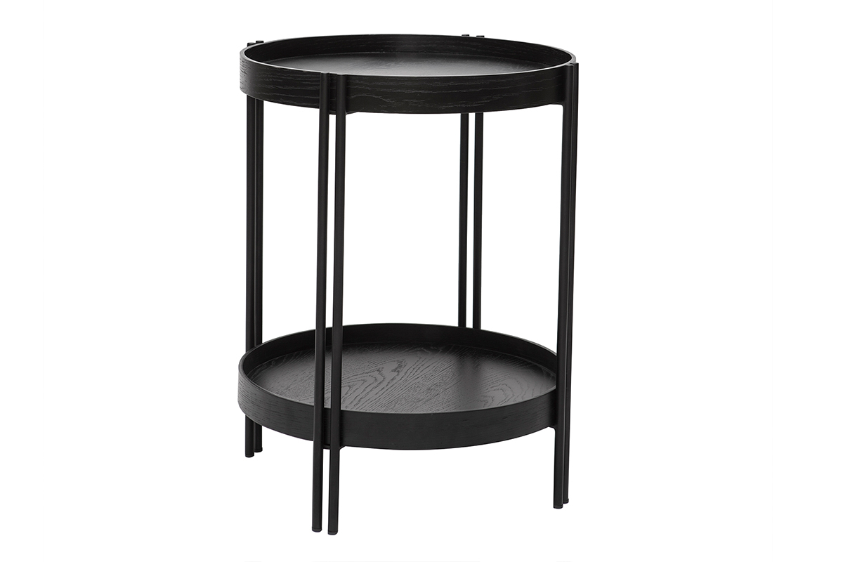 Tavolino rotondo in rovere nero e finitura metallo D45 cm TWICE