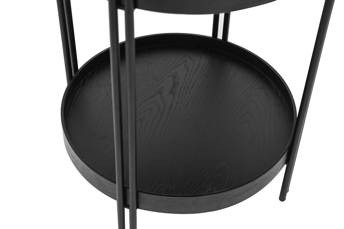 Tavolino rotondo in rovere nero e finitura metallo D45 cm TWICE