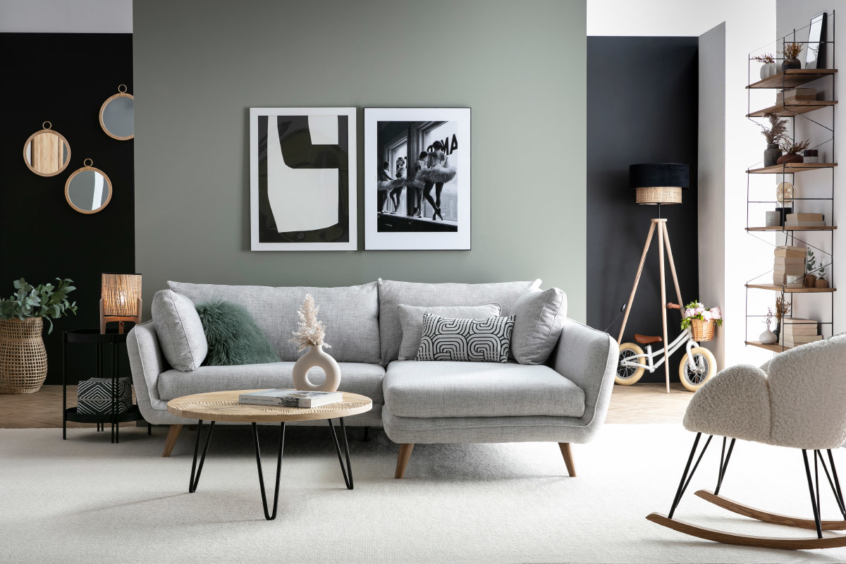 Tavolino rotondo in rovere nero e finitura metallo D45 cm TWICE