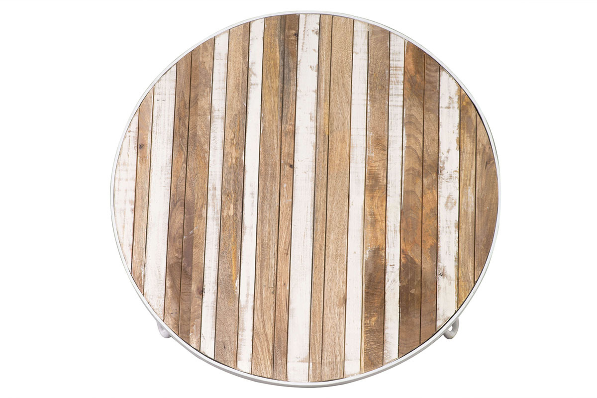 Tavolino rotondo legno e metallo bianco 80x45 ROCHELLE