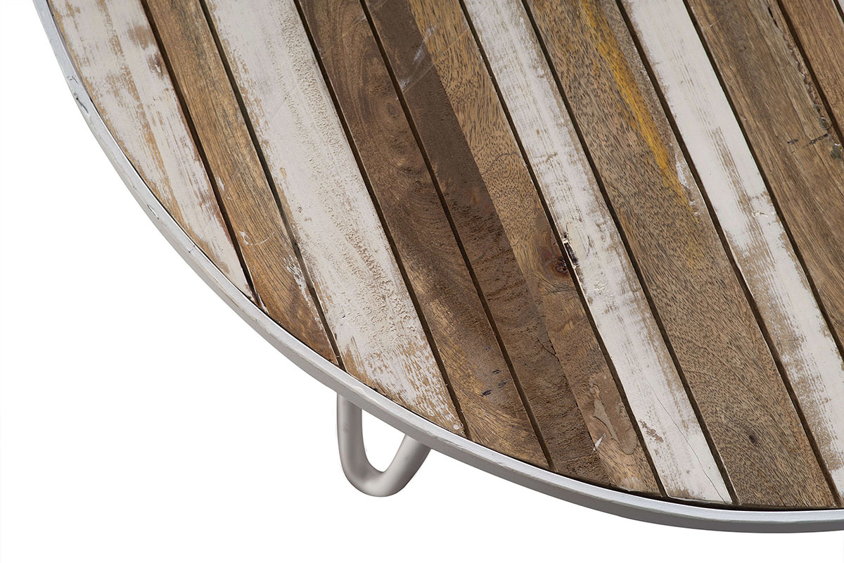 Tavolino rotondo legno e metallo bianco 80x45 ROCHELLE