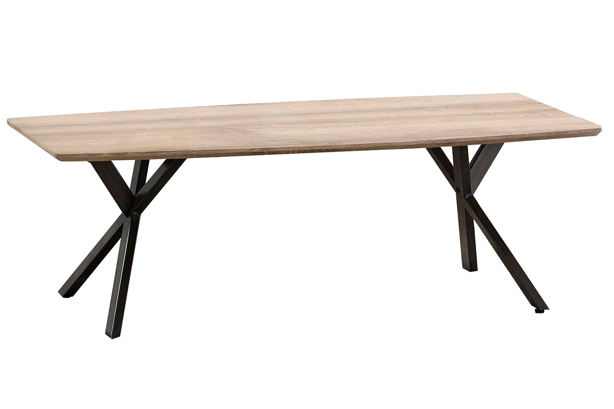 Tavolino salotto industriale effetto rovere e metallo L120 cm HYGGE