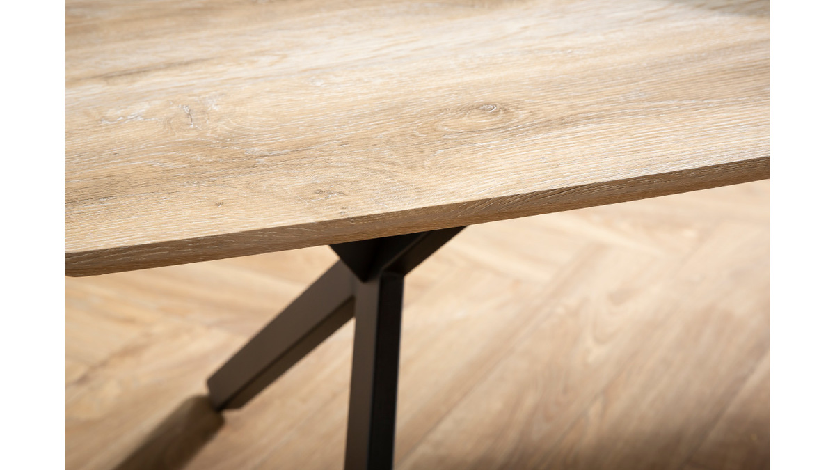Tavolino salotto industriale effetto rovere e metallo L120 cm HYGGE