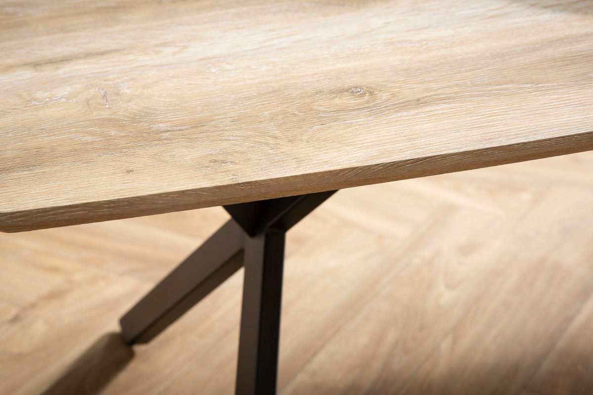 Tavolino salotto industriale effetto rovere e metallo L120 cm HYGGE