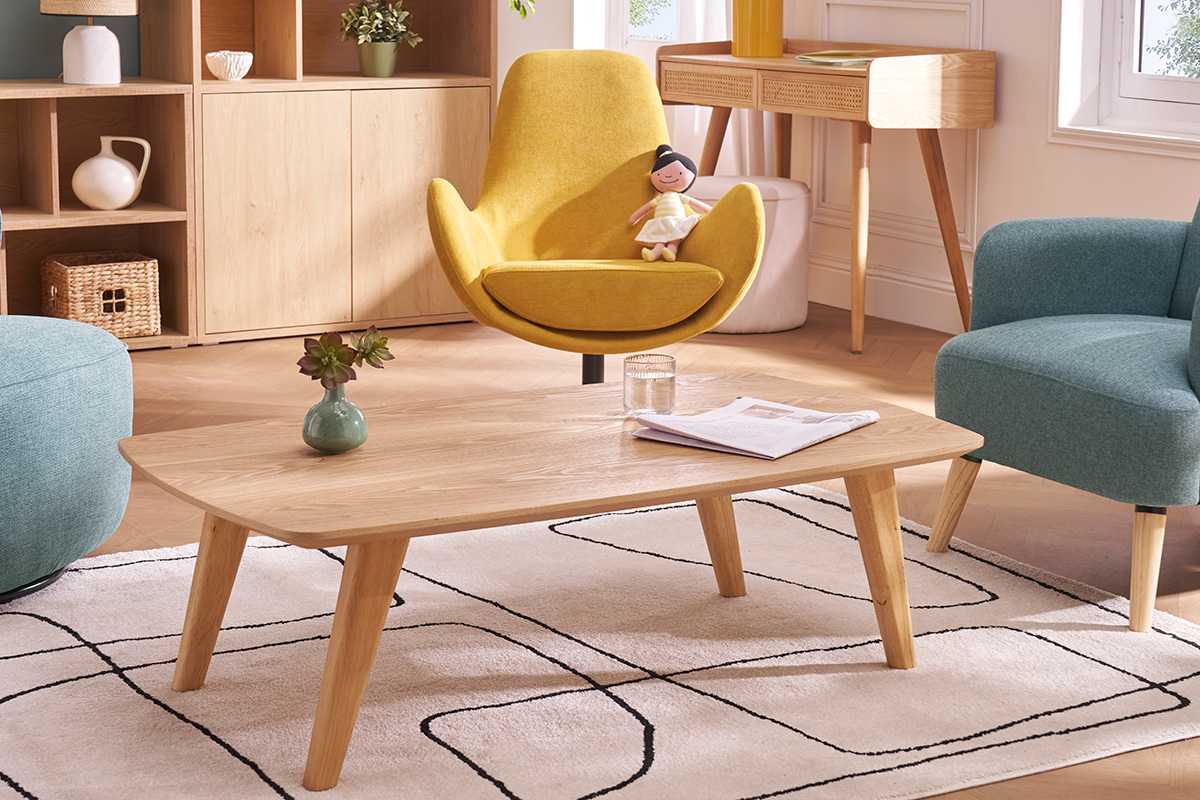 Tavolino salotto scandinavo frassino L120 cm FIFTIES