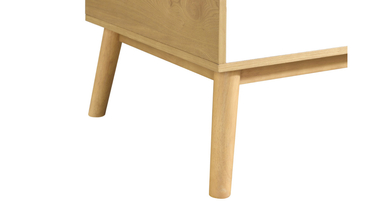 Tavolino scandinavo in legno chiaro e bianco con contenitore TALIA