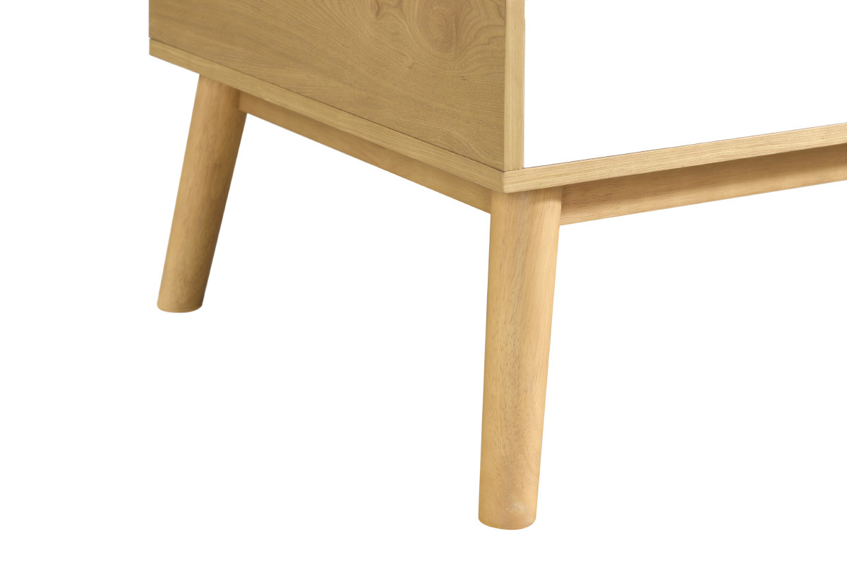 Tavolino scandinavo in legno chiaro e bianco con contenitore TALIA